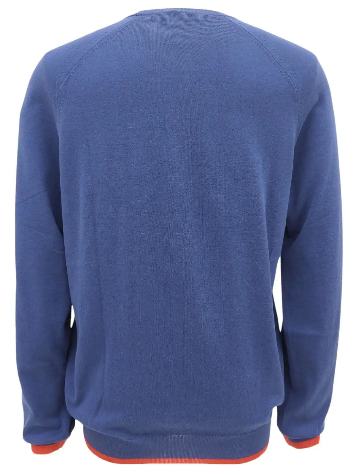 Logo Embroidered Long Sleeve Knit Top Blue/Red