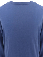 Logo Embroidered Long Sleeve Knit Top Blue/Red