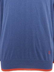 Logo Embroidered Long Sleeve Knit Top Blue/Red