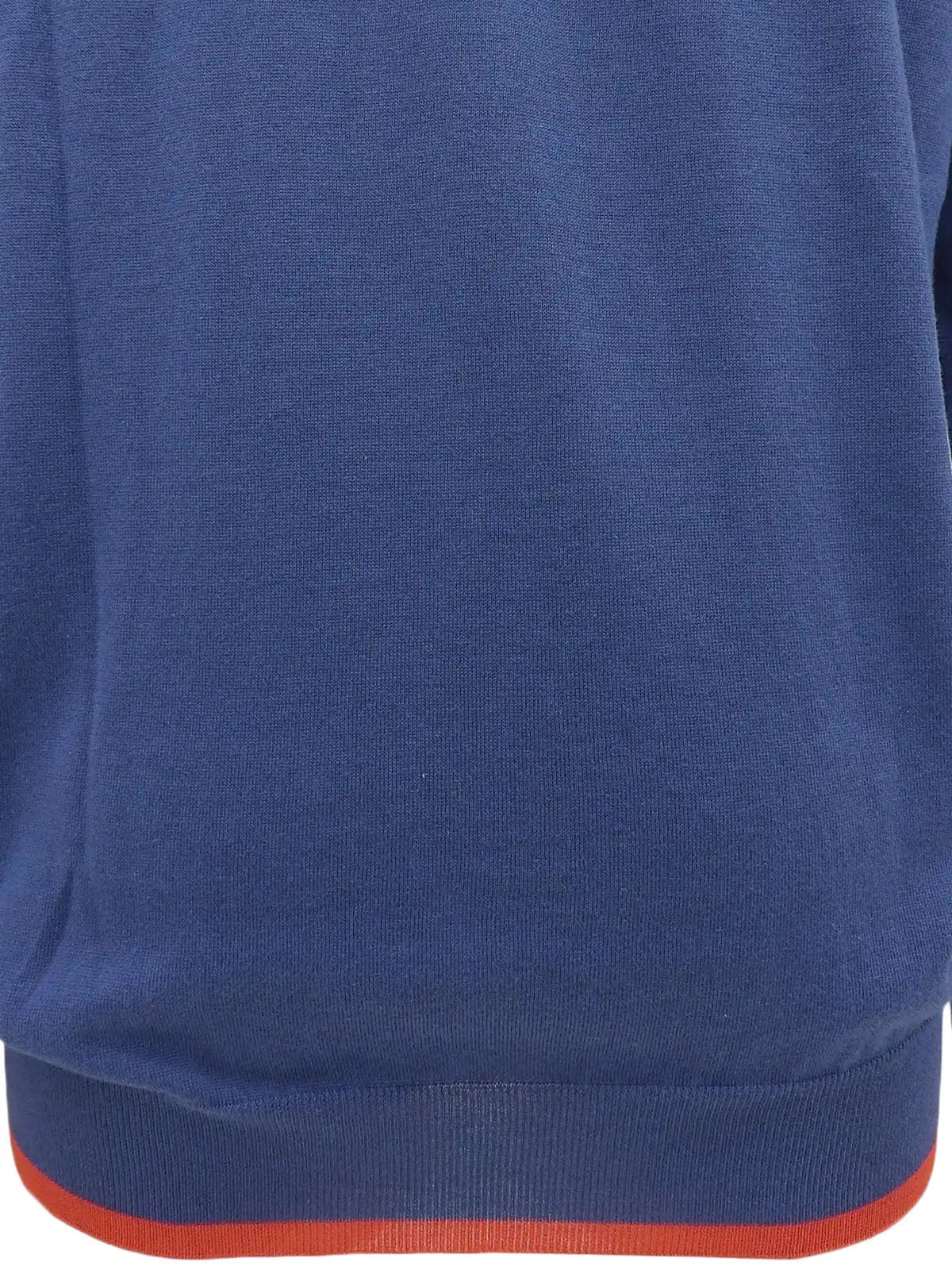 Logo Embroidered Long Sleeve Knit Top Blue/Red