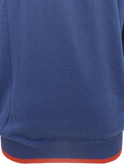 Logo Embroidered Long Sleeve Knit Top Blue/Red