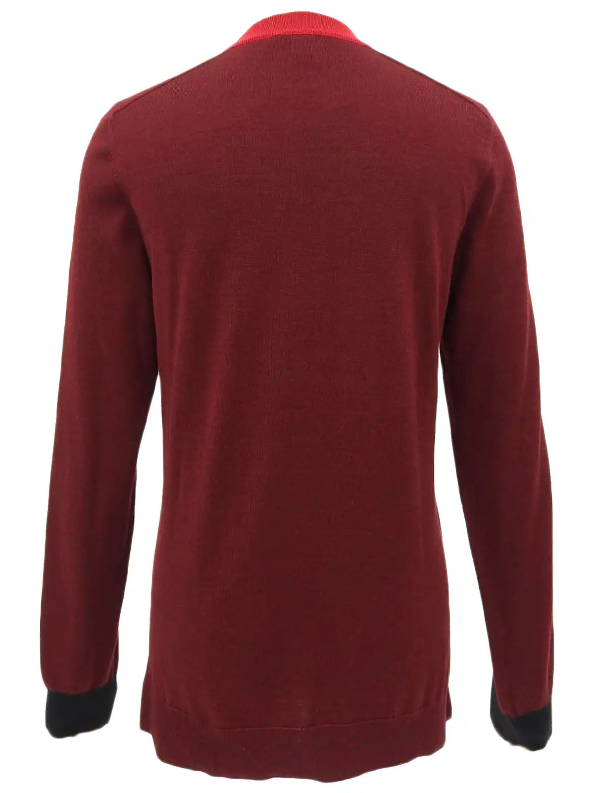 Zip-up long-sleeve knit top in Bordeaux/Red
