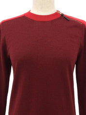 Zip-up long-sleeve knit top in Bordeaux/Red