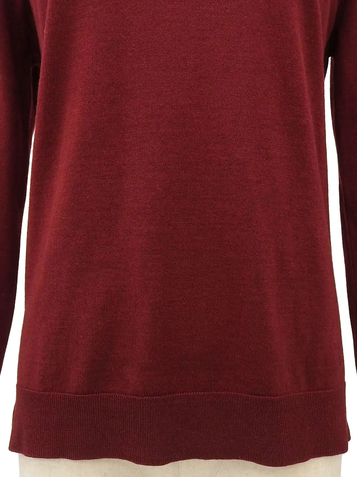 Zip-up long-sleeve knit top in Bordeaux/Red