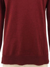 Zip-up long-sleeve knit top in Bordeaux/Red