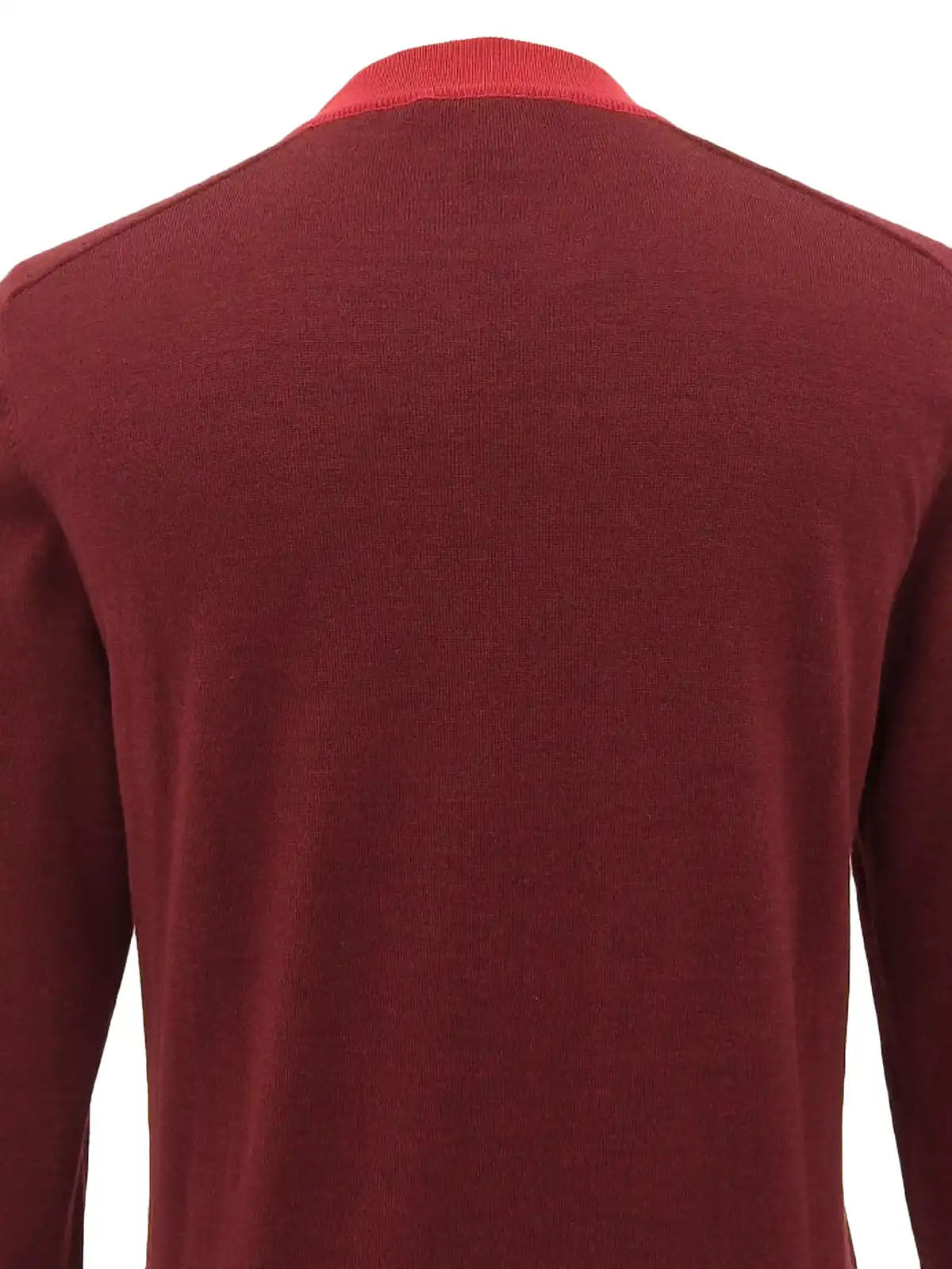 Zip-up long-sleeve knit top in Bordeaux/Red