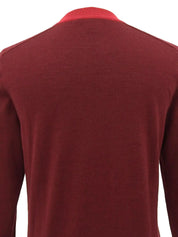 Zip-up long-sleeve knit top in Bordeaux/Red