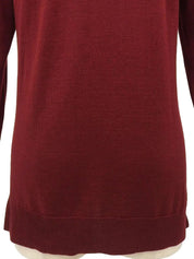 Zip-up long-sleeve knit top in Bordeaux/Red