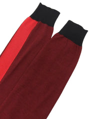 Zip-up long-sleeve knit top in Bordeaux/Red