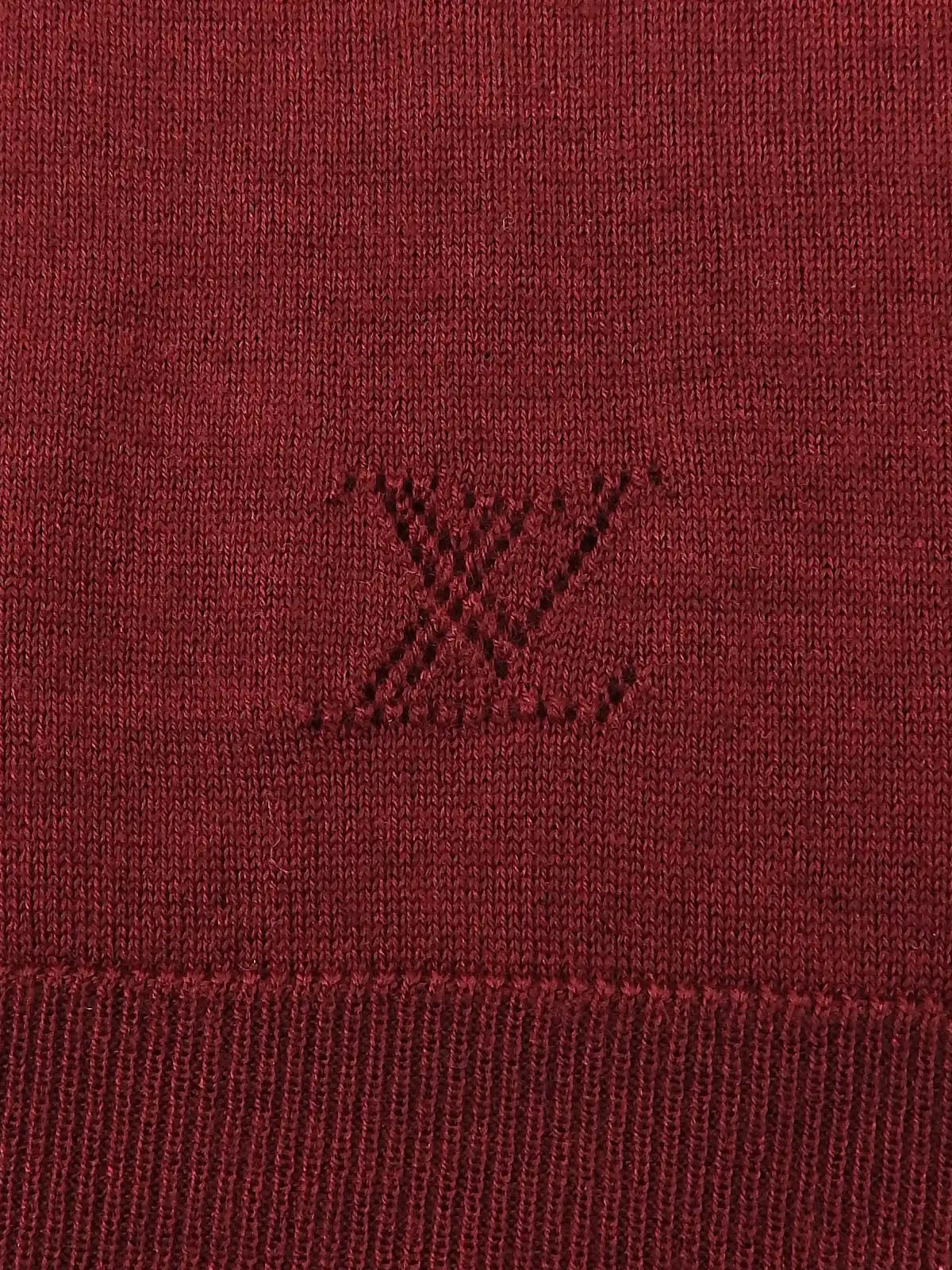 Zip-up long-sleeve knit top in Bordeaux/Red
