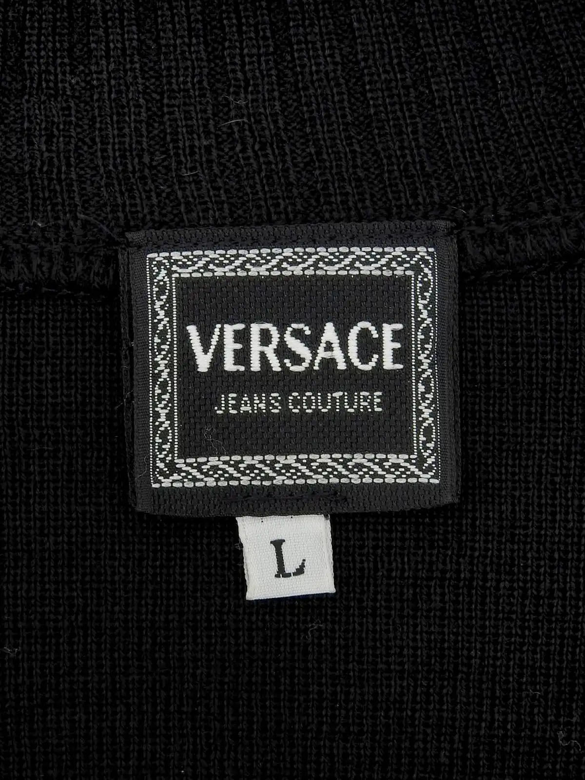 Medusa Button Long Sleeve Knit Top in Black