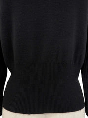 Medusa Button Long Sleeve Knit Top in Black