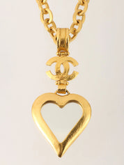 1995 Heart Mirror CC Mark Long Necklace Gold