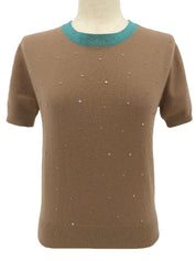 1996 Cashmere CC Mark Button Knit Ensemble, Beige/Mint Green