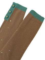 1996 Cashmere CC Mark Button Knit Ensemble, Beige/Mint Green
