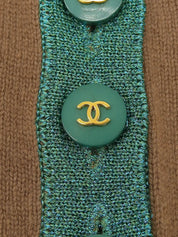1996 Cashmere CC Mark Button Knit Ensemble, Beige/Mint Green