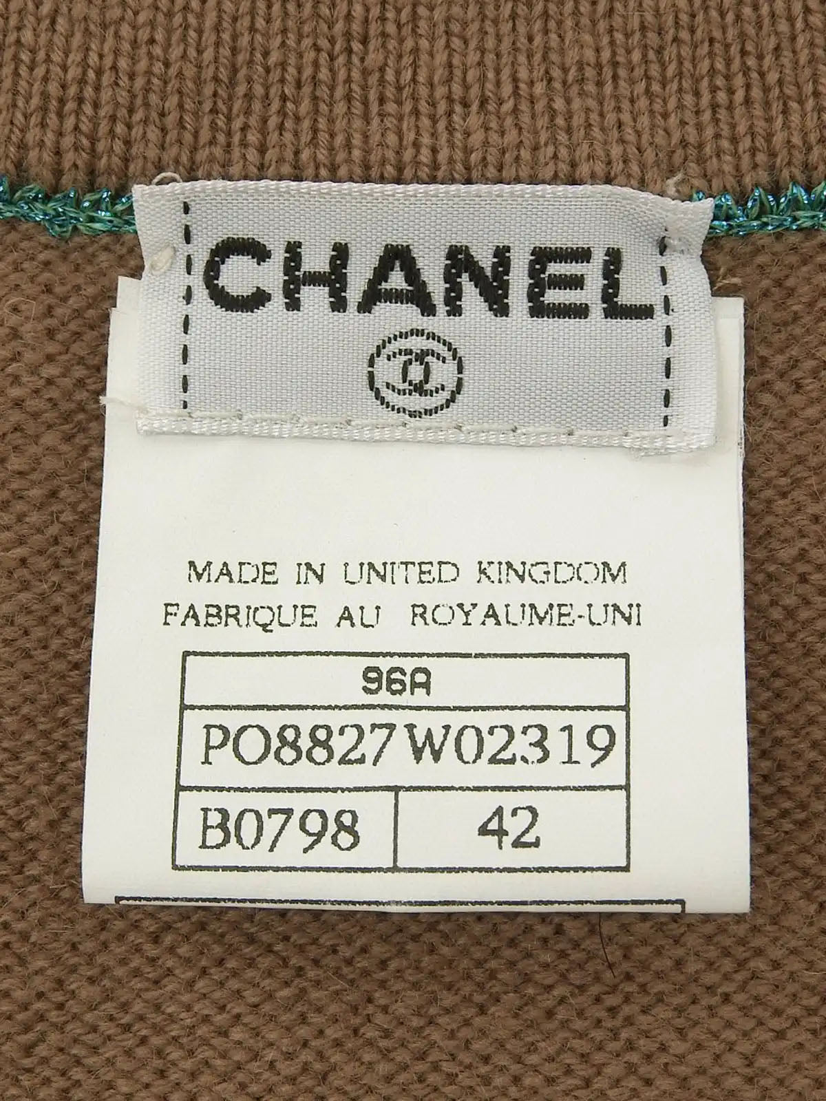 1996 Cashmere CC Mark Button Knit Ensemble, Beige/Mint Green