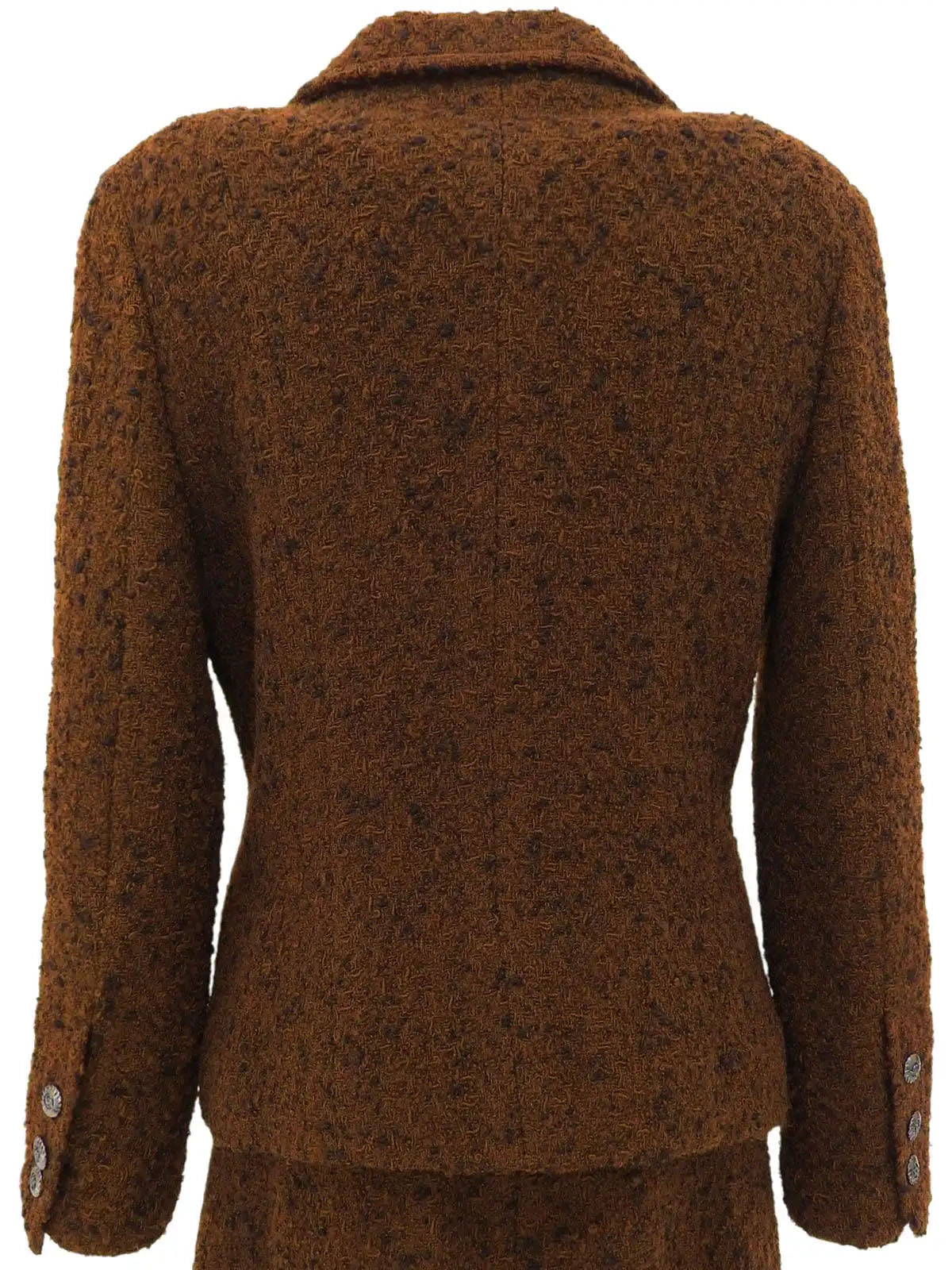 1997 年 Tweed CC Mark 棕色/黑色纽扣套装
