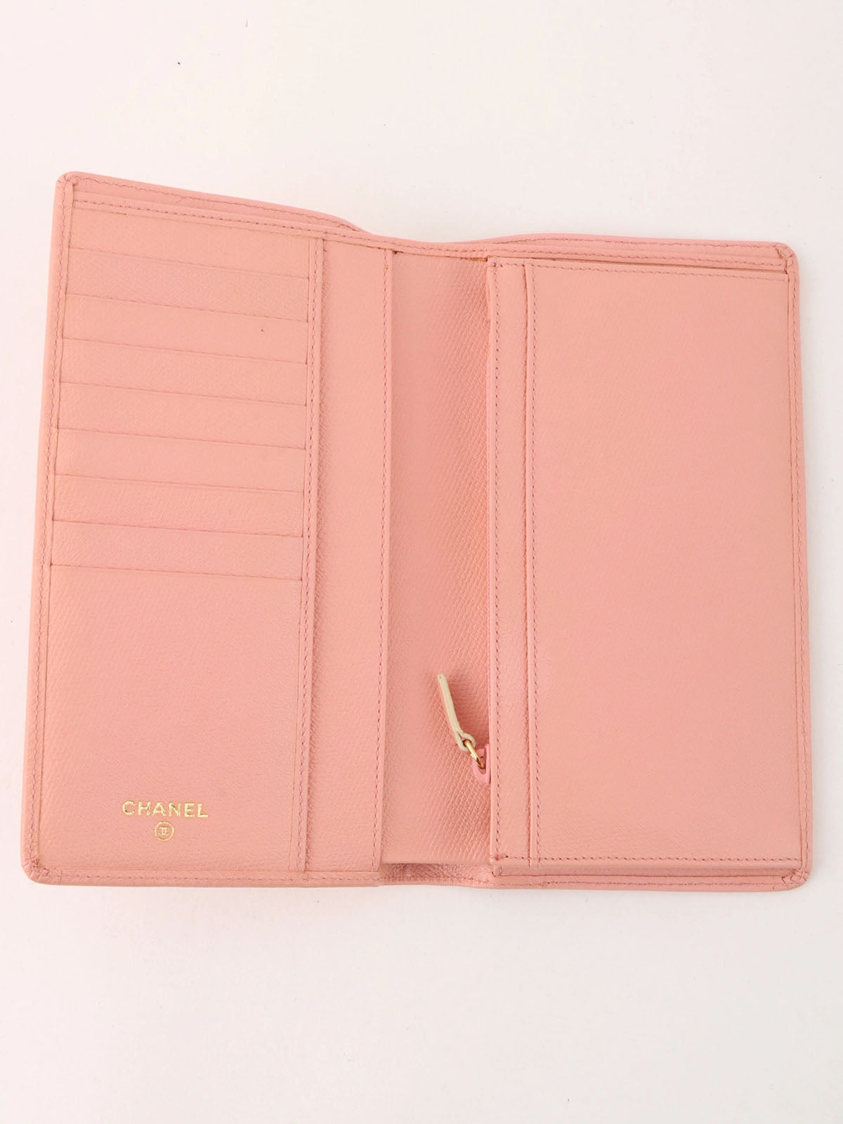 2004 Caviar Skin CC Mark Plate Long Wallet Pink