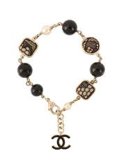2006 Pearl Lace CC Mark Bracelet in Gold/Black/White