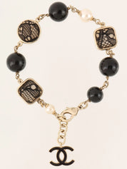 2006 Pearl Lace CC Mark Bracelet in Gold/Black/White