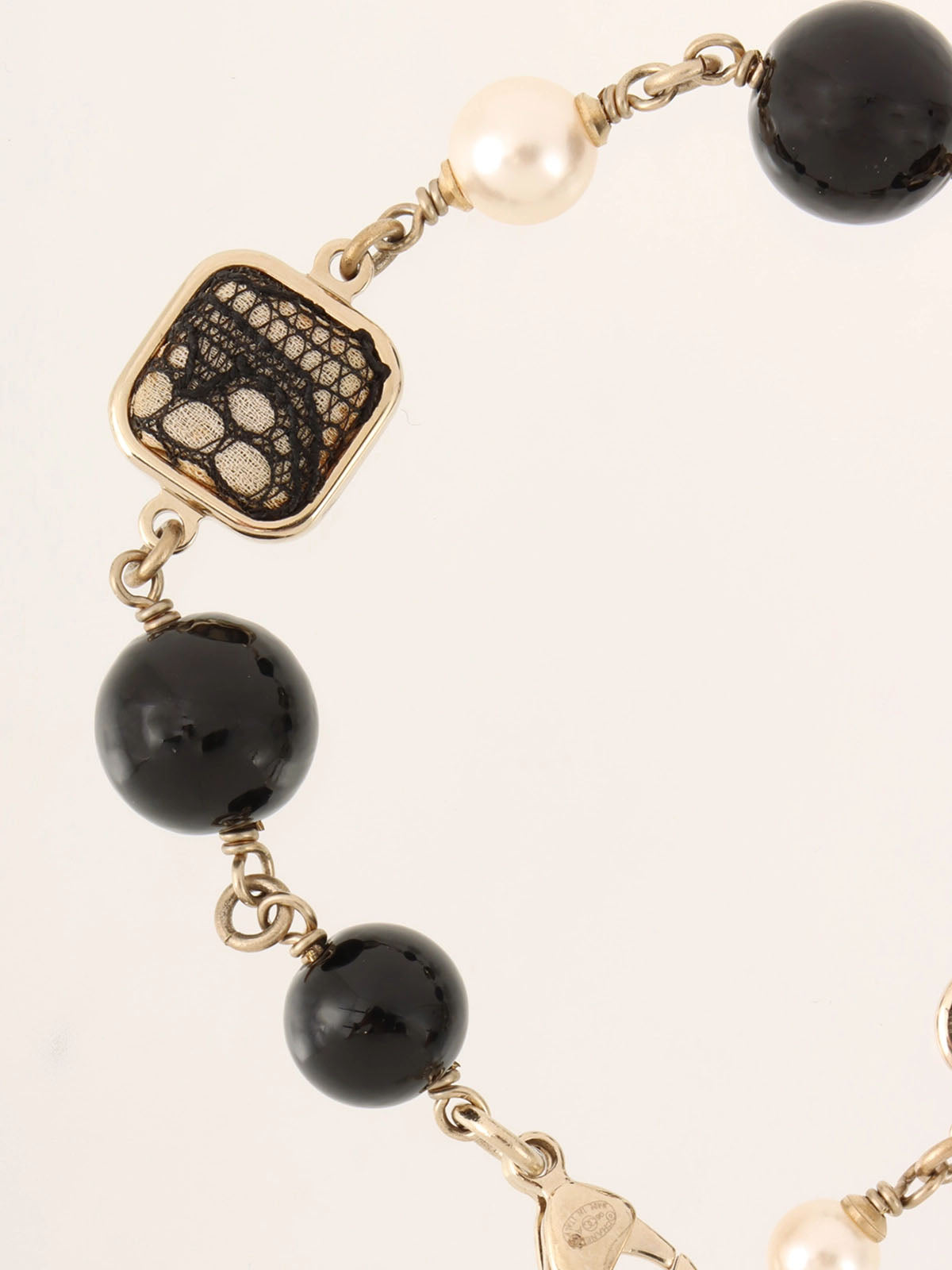 2006 Pearl Lace CC Mark Bracelet in Gold/Black/White