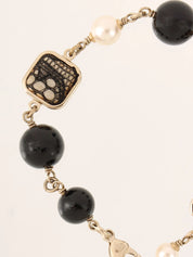 2006 Pearl Lace CC Mark Bracelet in Gold/Black/White