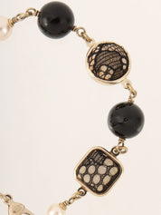 2006 Pearl Lace CC Mark Bracelet in Gold/Black/White