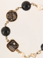 2006 Pearl Lace CC Mark Bracelet in Gold/Black/White