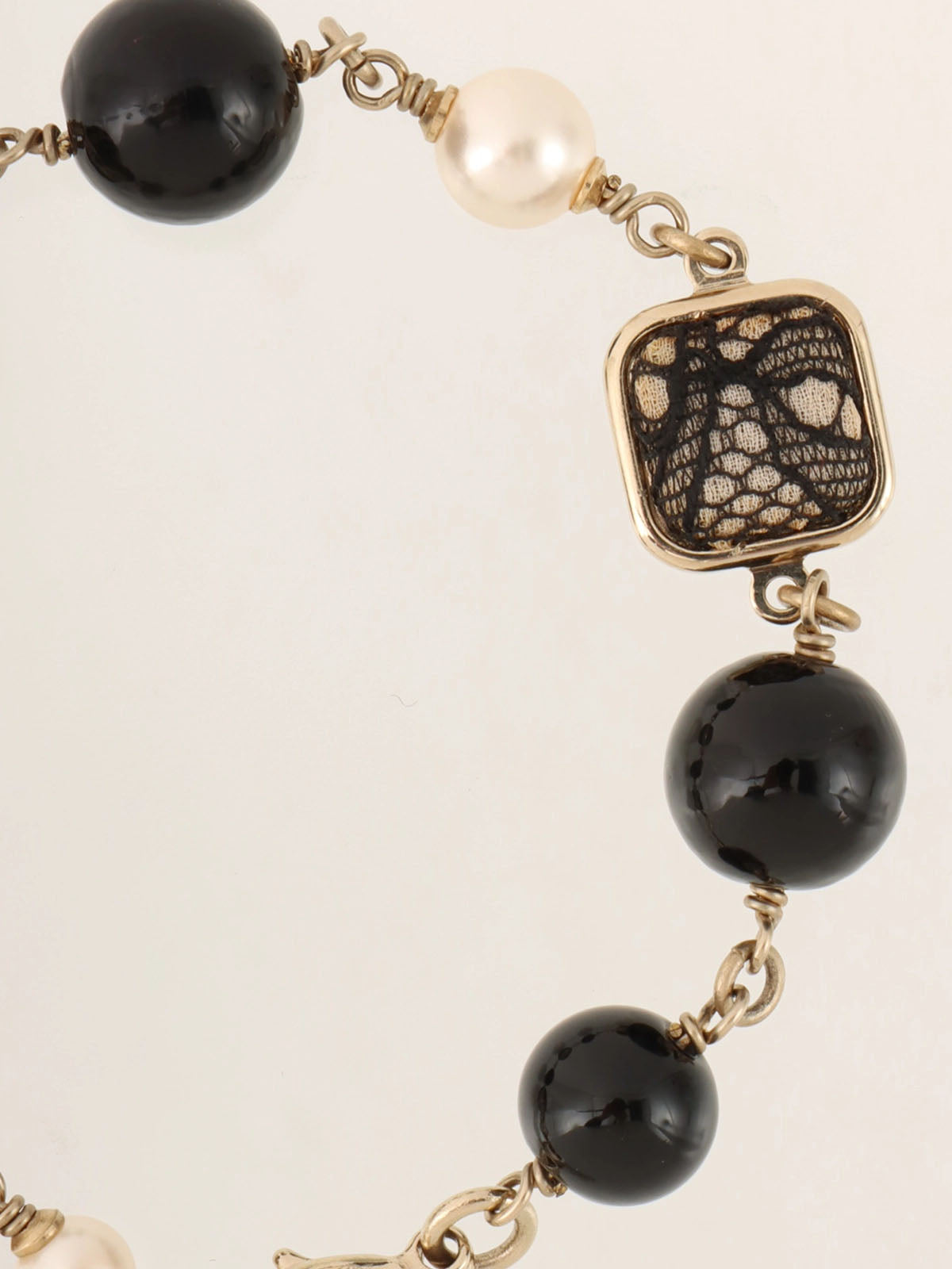 2006 Pearl Lace CC Mark Bracelet in Gold/Black/White
