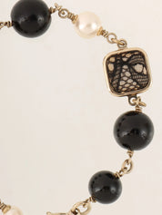 2006 Pearl Lace CC Mark Bracelet in Gold/Black/White