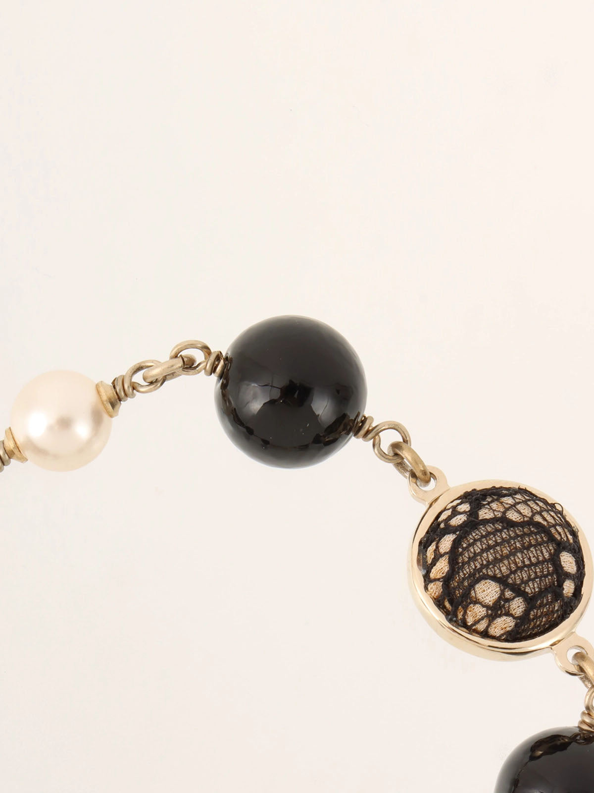 2006 Pearl Lace CC Mark Bracelet in Gold/Black/White