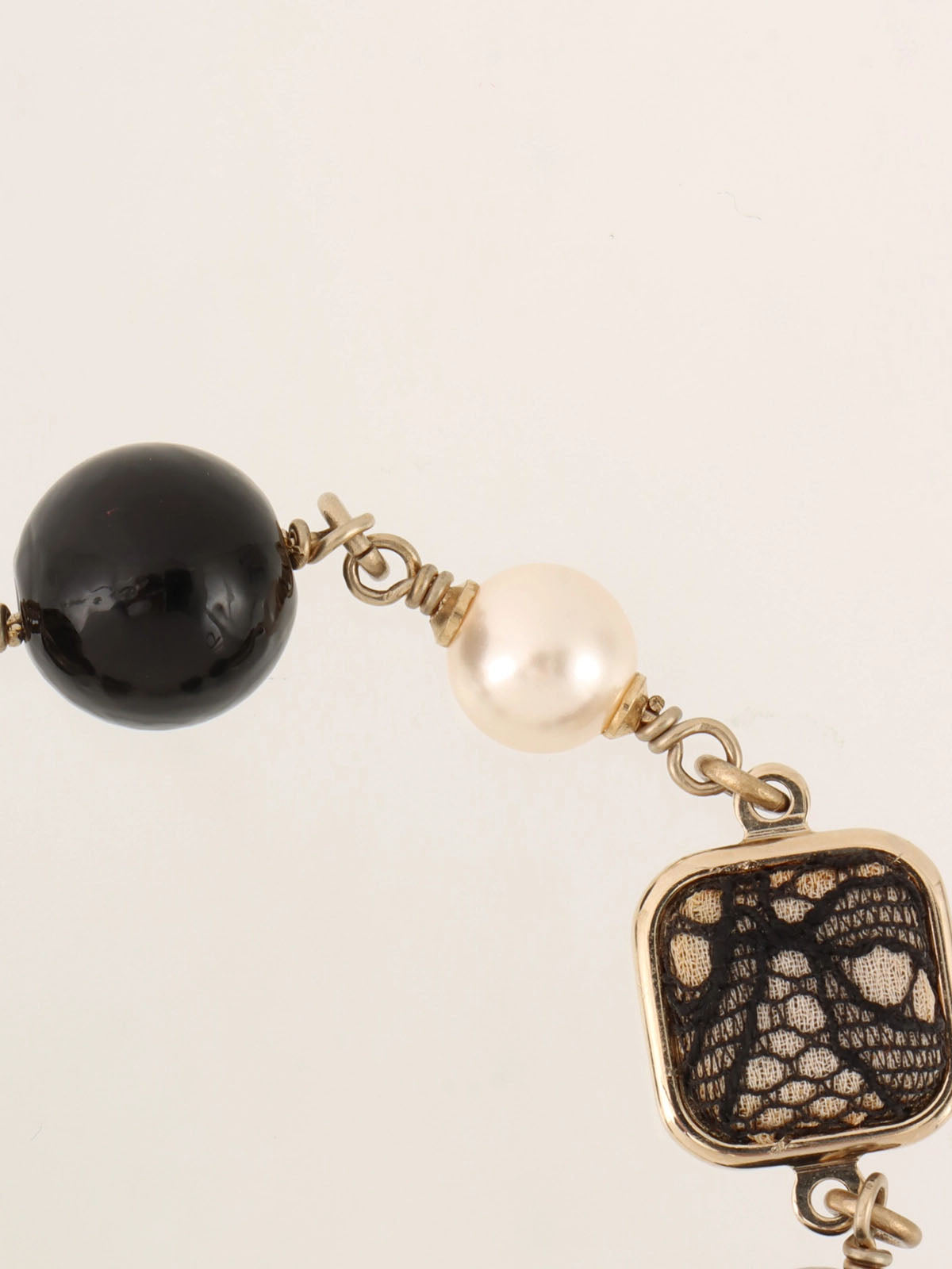 2006 Pearl Lace CC Mark Bracelet in Gold/Black/White