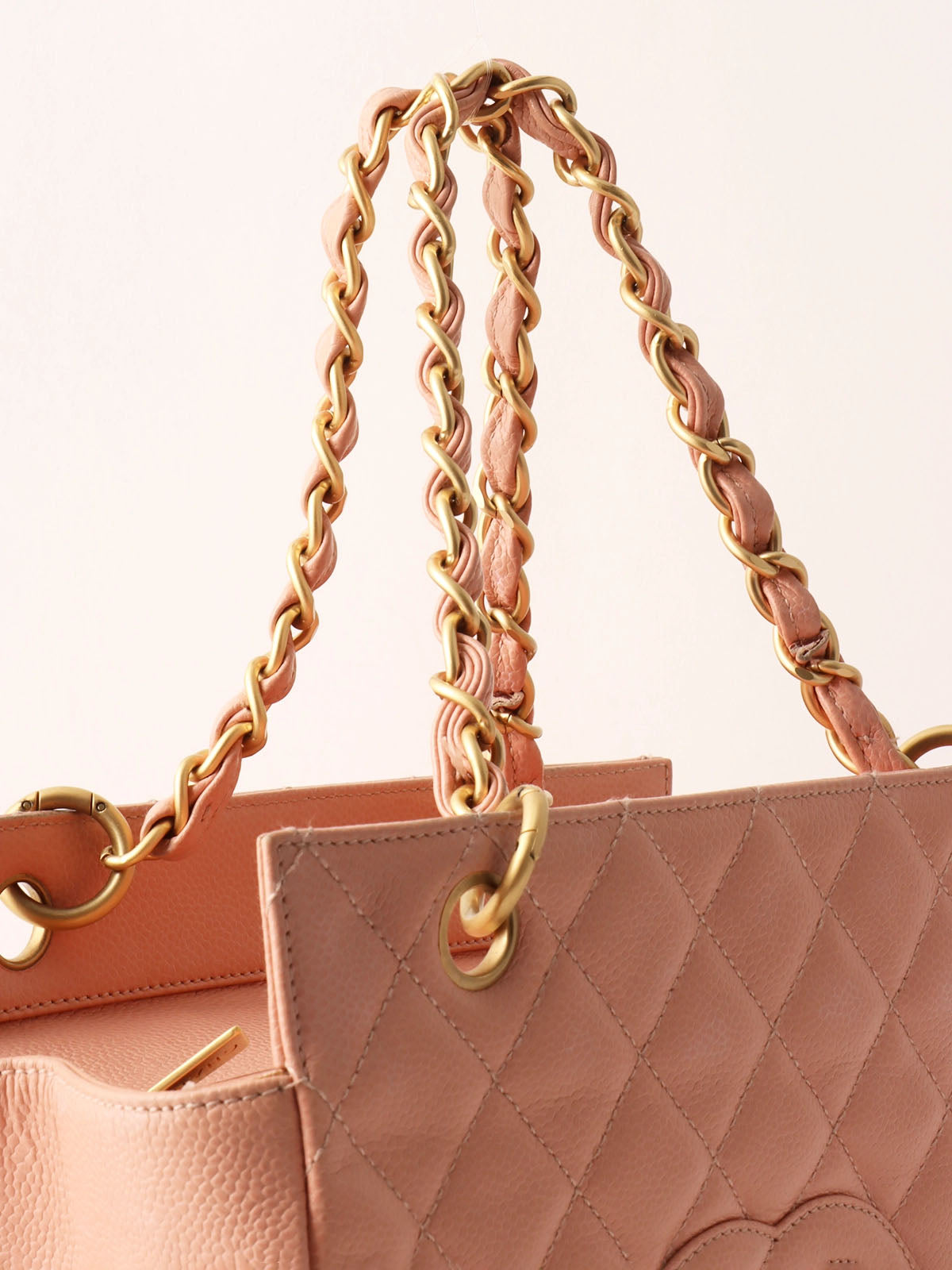 Circa 2000 Caviar Skin CC Mark Stitch Chain Tote Bag, Pink