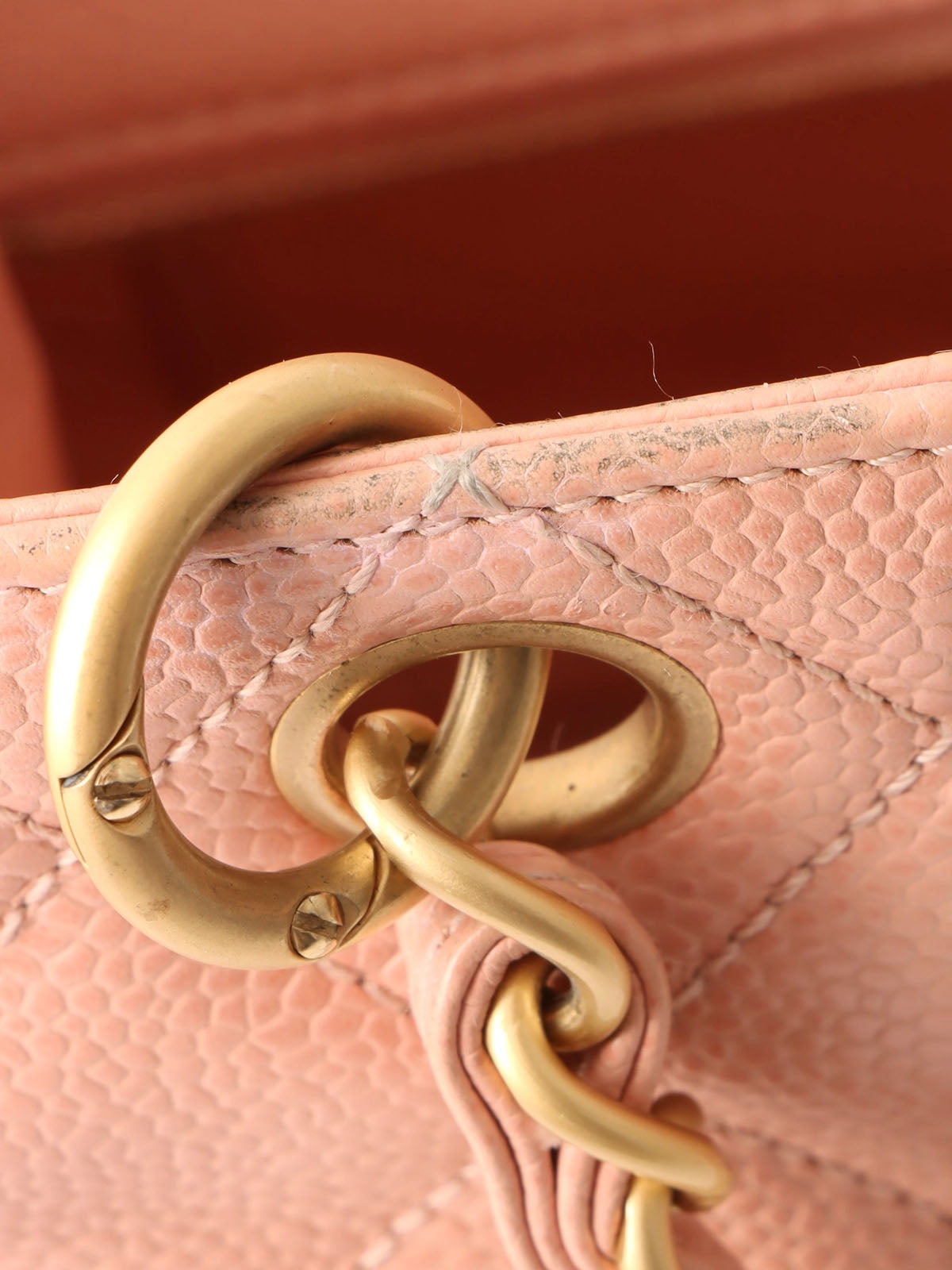 Circa 2000 Caviar Skin CC Mark Stitch Chain Tote Bag, Pink