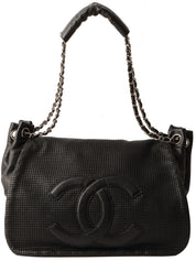 2004 CC mark punched chain shoulder bag black
