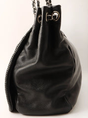 2004 CC mark punched chain shoulder bag black