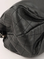 2009 Caviar Skin CC Mark 缝线链条托特包 黑色