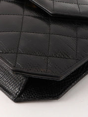 1990's Lizard Octagon CC Turnlock Chain Shoulder Bag in Black