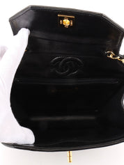 1990's Lizard Octagon CC Turnlock Chain Shoulder Bag in Black