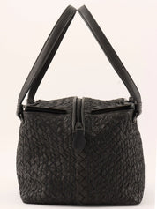 Intrecciato Design Box Handbag in Black