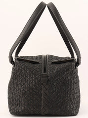 Intrecciato Design Box Handbag in Black