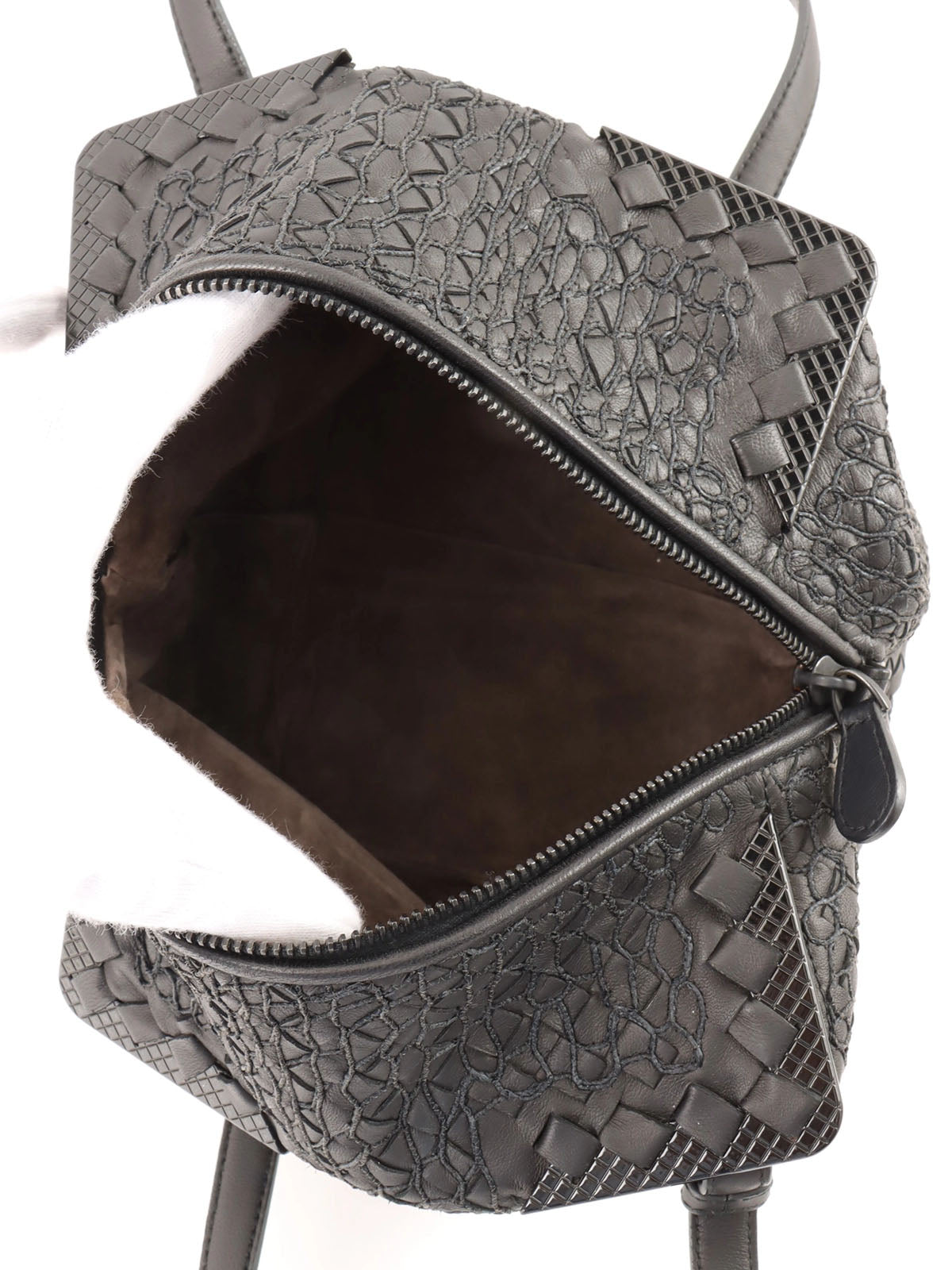 Intrecciato Design Box Handbag in Black