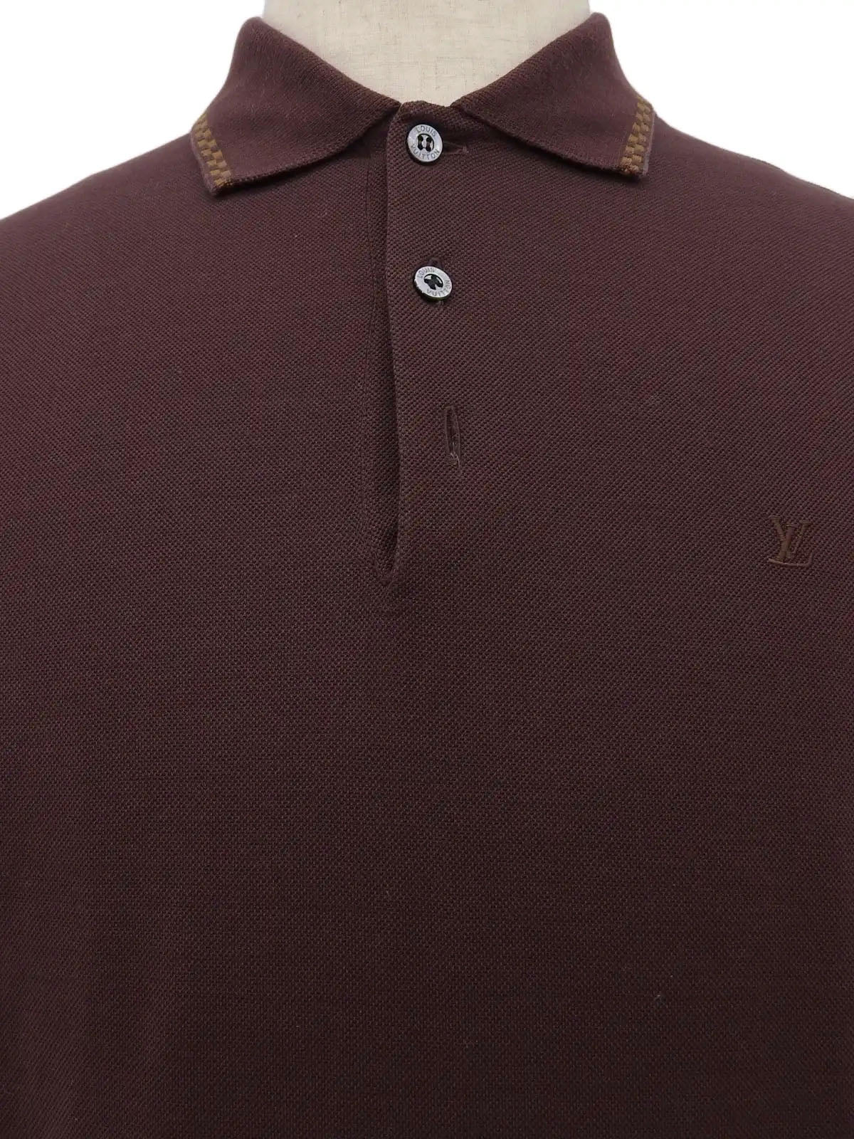 棕色徽标刺绣半袖 Polo 衫
