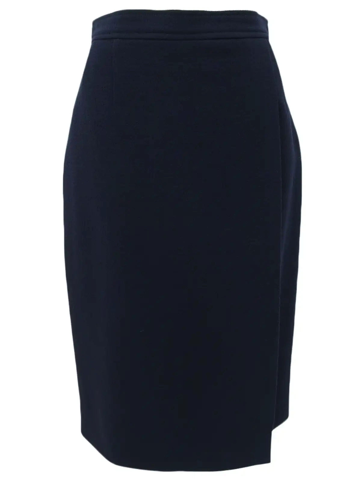 Navy wool design button collarless set