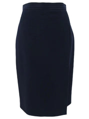 Navy wool design button collarless set