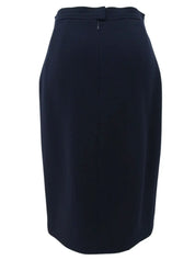 Navy wool design button collarless set