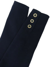 Navy wool design button collarless set