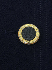 Navy wool design button collarless set
