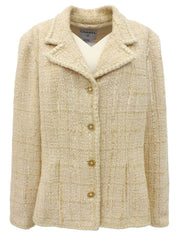 2001 Tweed CC Mark 设计纽扣夹克,米色